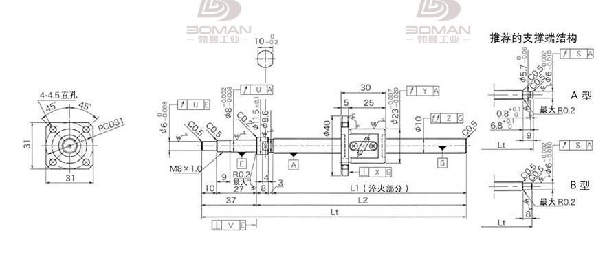 KURODA GP1002DS-EAFR-0210B-C3F 黑田精工丝杆底座安装