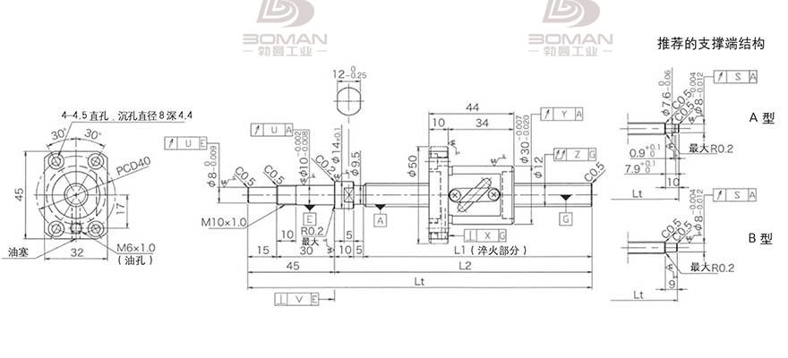 KURODA GP1205DS-BALR-0300B-C3S 黑田丝杆支撑组件
