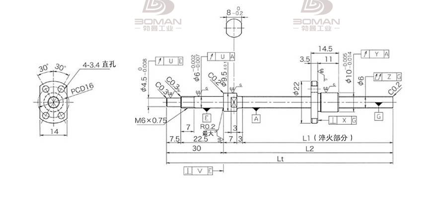 KURODA DP0601JS-HDNR-0210B-C3F 黑田丝杆替换尺寸图解